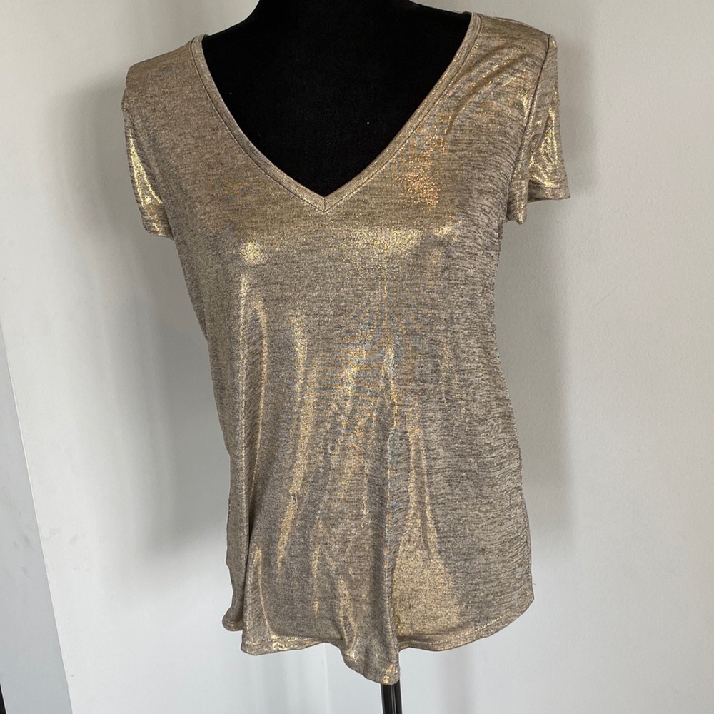 White House Black market women’s size medium metallic gold T-shirt